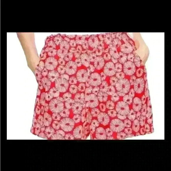 LOFT Linen Blend Paperbag Waist Pull On Linen Blend Shorts Red NWT Size XLP - Picture 2 of 4